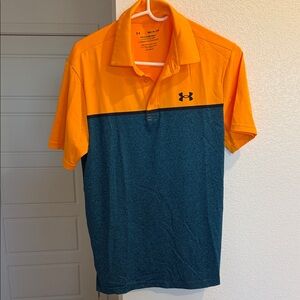 Under Armour Men's Polo in Vibrant Orange and Deep Blue